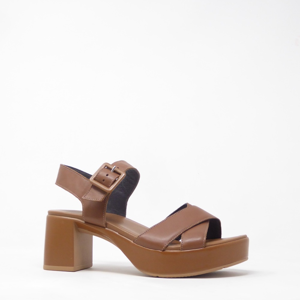 Naot Womens Elite Platform Sandals Brown Leather Buckle Block Heel 41 / 10